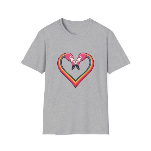 Tshirt Drapeau LGBT flamants roses en forme de coeur fond noir design romantique et symbolique pour célébrer l'amour LGBTQ+ t-shirt - Image 25