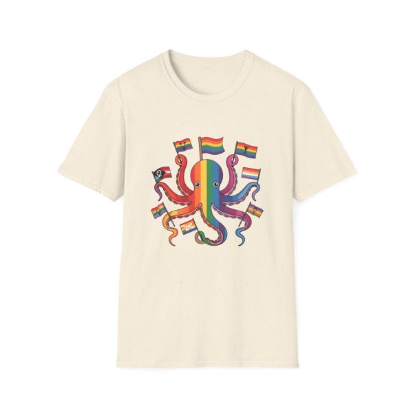 Tshirt Drapeau LGBT pieuvre tenant un drapeau arc-en-ciel et d'autres drapeaux design coloré et amusant pour célébrer LGBTQ+ shirt t-shirt - Image 37