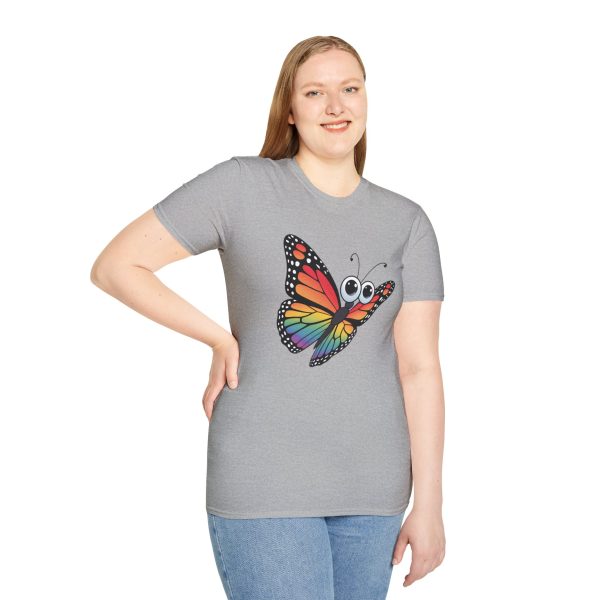 Tshirt Drapeau LGBT papillon coloré avec grands yeux sur fond noir design original et stylé pour sensibilisation à la fierté LGBTQ+ t-shirt - Image 29