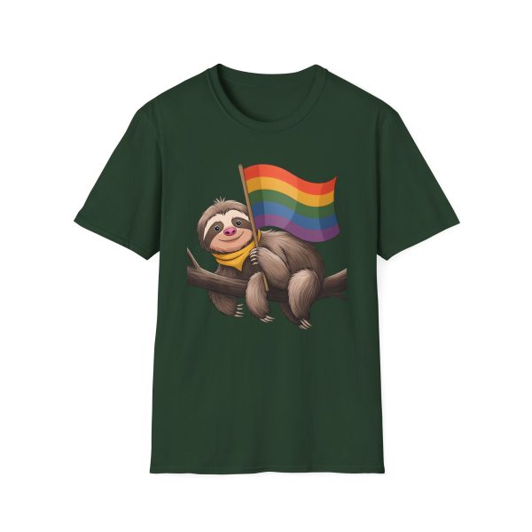 Tshirt Drapeau LGBT paresseux tenant un drapeau arc-en-ciel sur une branche design amusant pour soutien et sensibilisation LGBTQ+ t-shirt - Image 73