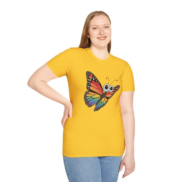 Tshirt Drapeau LGBT papillon coloré avec grands yeux sur fond noir design original et stylé pour sensibilisation à la fierté LGBTQ+ t-shirt - Image 53