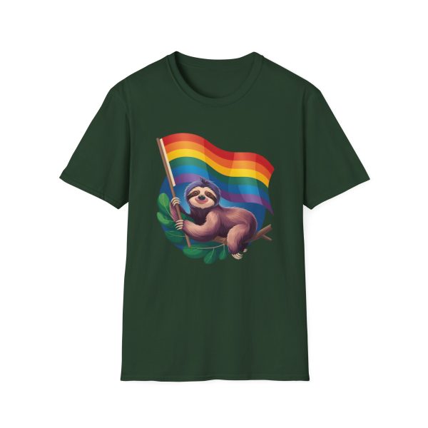 Tshirt Drapeau LGBT paresseux tenant un drapeau arc-en-ciel design amusant et mignon pour sensibilisation et inclusion LGBTQ+ shirt t-shirt - Image 73