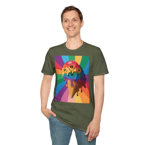 Tshirt Drapeau LGBT trois cônes de glace avec garnitures différentes design amusant et coloré pour célébrer la diversité LGBTQ+ t-shirt - Image 67