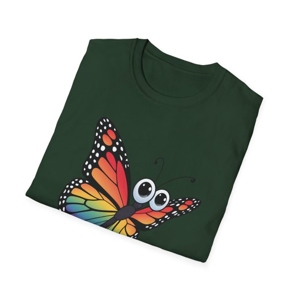 Tshirt Drapeau LGBT papillon coloré avec grands yeux sur fond noir design original et stylé pour sensibilisation à la fierté LGBTQ+ t-shirt - Image 76