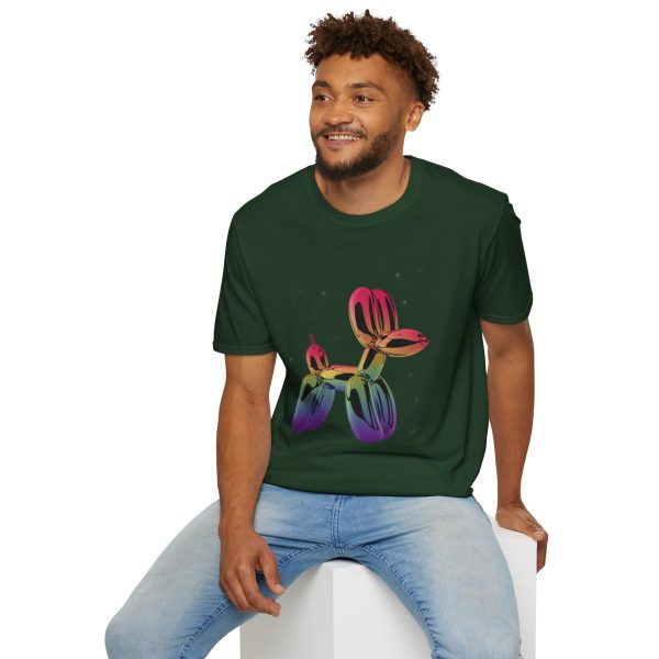 Tshirt LGBTQ+ ballon chien coloré sur fond noir design fun et éclatant pour célébrer la fierté LGBT+ et diversité des genres shirt t-shirt - Image 84