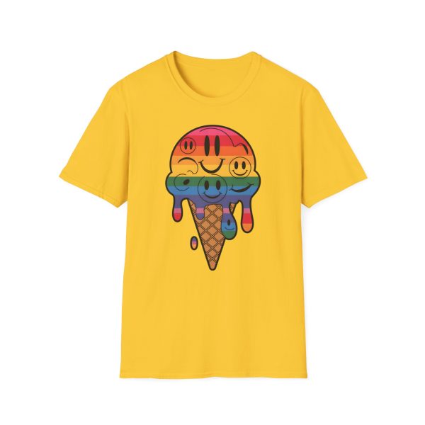 Tshirt LGBT+ cônes de glace avec visages souriants design amusant et mignon pour sensibilisation à la diversité et inclusion LGBTQ+ t-shirt - Image 49