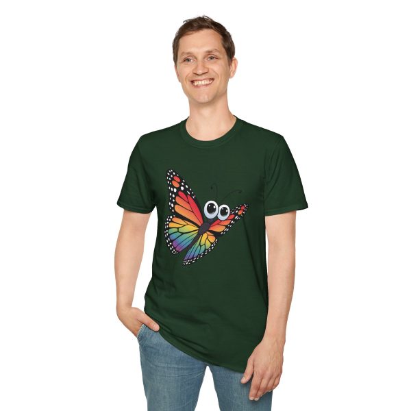 Tshirt Drapeau LGBT papillon coloré avec grands yeux sur fond noir design original et stylé pour sensibilisation à la fierté LGBTQ+ t-shirt - Image 79