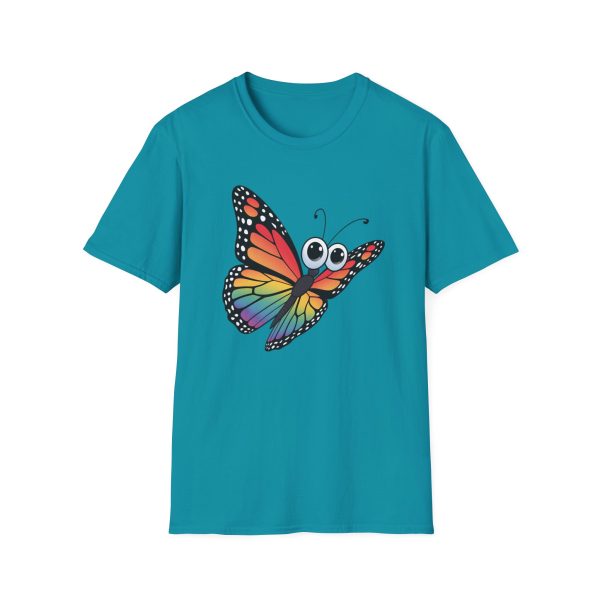 Tshirt Drapeau LGBT papillon coloré avec grands yeux sur fond noir design original et stylé pour sensibilisation à la fierté LGBTQ+ t-shirt - Image 97