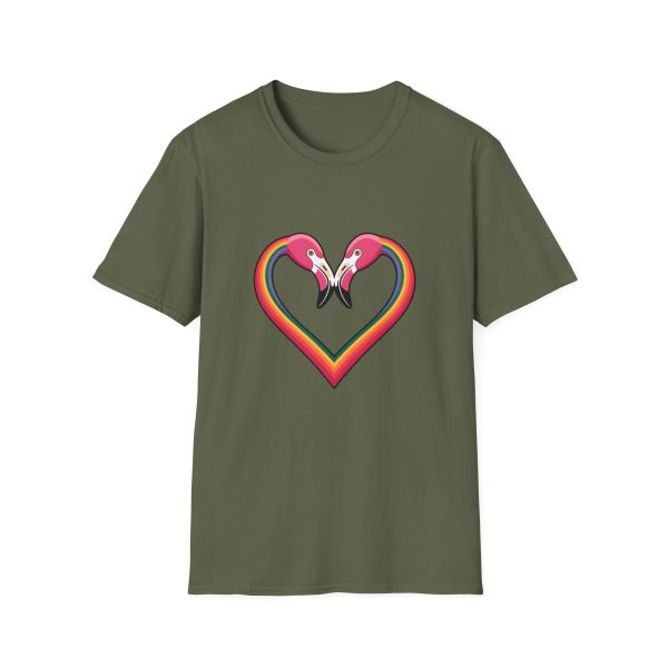 Tshirt Drapeau LGBT flamants roses en forme de coeur fond noir design romantique et symbolique pour célébrer l'amour LGBTQ+ t-shirt - Image 61