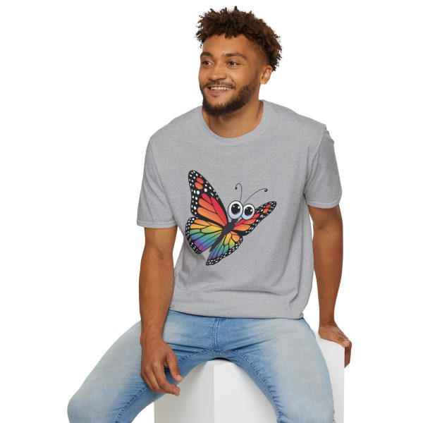 Tshirt Drapeau LGBT papillon coloré avec grands yeux sur fond noir design original et stylé pour sensibilisation à la fierté LGBTQ+ t-shirt - Image 36