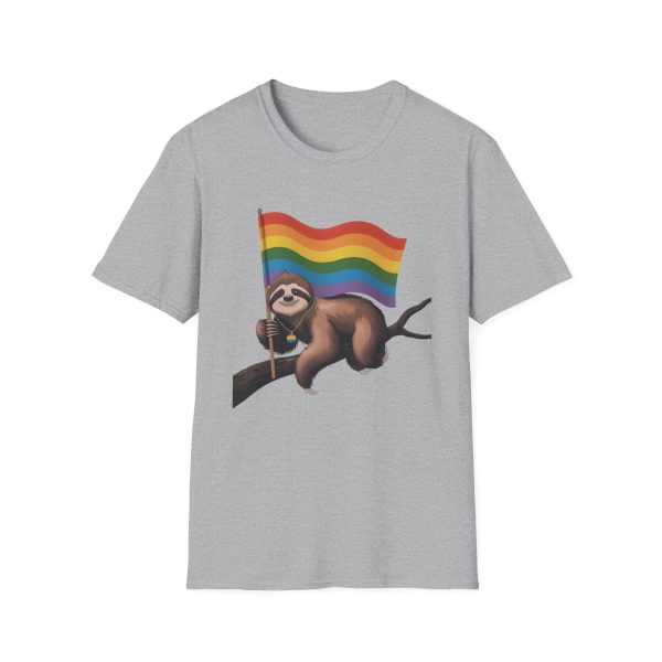 Tshirt Drapeau LGBT paresseux tenant un drapeau arc-en-ciel sur une branche design amusant et coloré pour sensibilisation LGBTQ+ t-shirt - Image 25