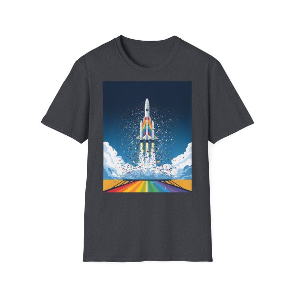 Tshirt LGBTQ+ fusée décolle dans le ciel design futuriste et inspirant pour célébrer la fierté et inclusion LGBTQ+ shirt t-shirt