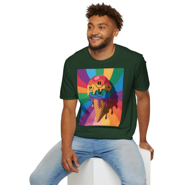 Tshirt Drapeau LGBT trois cônes de glace avec garnitures différentes design amusant et coloré pour célébrer la diversité LGBTQ+ t-shirt - Image 84