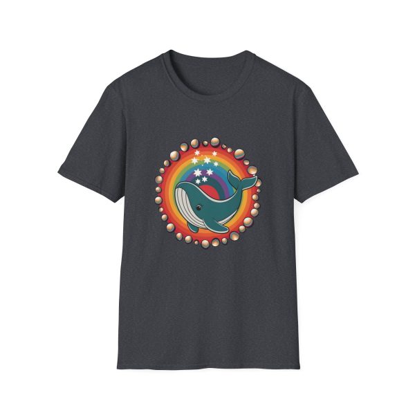 Tshirt LGBT+ baleine avec un arc-en-ciel en arrière-plan design magique et coloré pour sensibilisation et inclusion LGBTQ+ shirt t-shirt