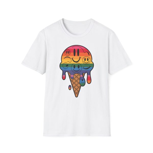 Tshirt LGBT+ cônes de glace avec visages souriants design amusant et mignon pour sensibilisation à la diversité et inclusion LGBTQ+ t-shirt - Image 13