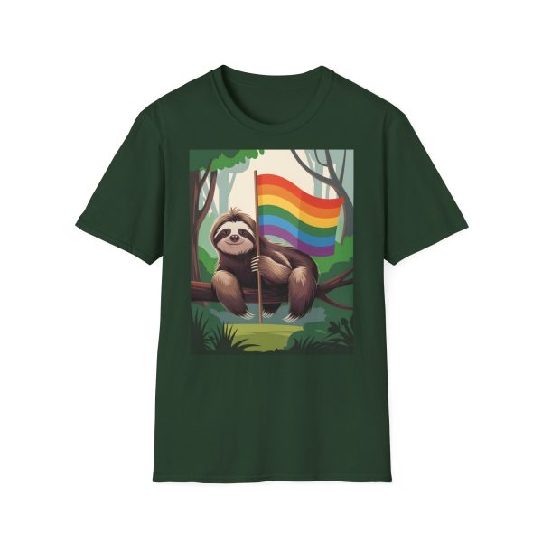 Tshirt Drapeau LGBT paresseux assis sur un arbre tenant un drapeau arc-en-ciel design décontracté et coloré pour fierté LGBTQ+ shirt t-shirt - Image 73