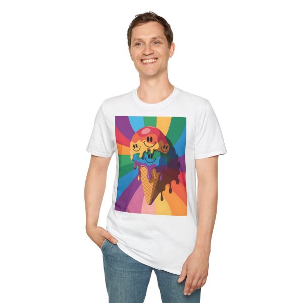 Tshirt Drapeau LGBT trois cônes de glace avec garnitures différentes design amusant et coloré pour célébrer la diversité LGBTQ+ t-shirt - Image 19