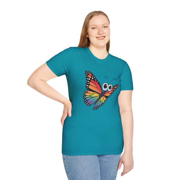 Tshirt Drapeau LGBT papillon coloré avec grands yeux sur fond noir design original et stylé pour sensibilisation à la fierté LGBTQ+ t-shirt - Image 101