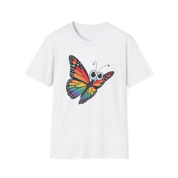 Tshirt Drapeau LGBT papillon coloré avec grands yeux sur fond noir design original et stylé pour sensibilisation à la fierté LGBTQ+ t-shirt - Image 13