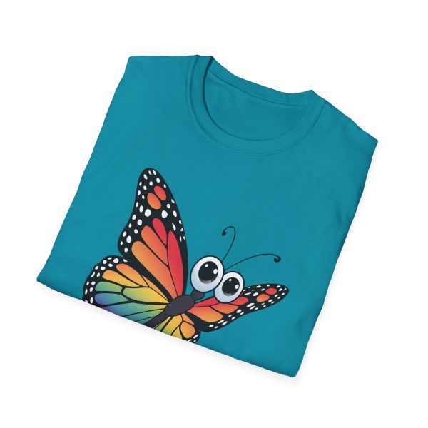 Tshirt Drapeau LGBT papillon coloré avec grands yeux sur fond noir design original et stylé pour sensibilisation à la fierté LGBTQ+ t-shirt - Image 100