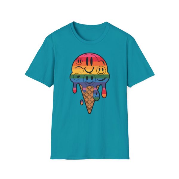 Tshirt LGBT+ cônes de glace avec visages souriants design amusant et mignon pour sensibilisation à la diversité et inclusion LGBTQ+ t-shirt - Image 97