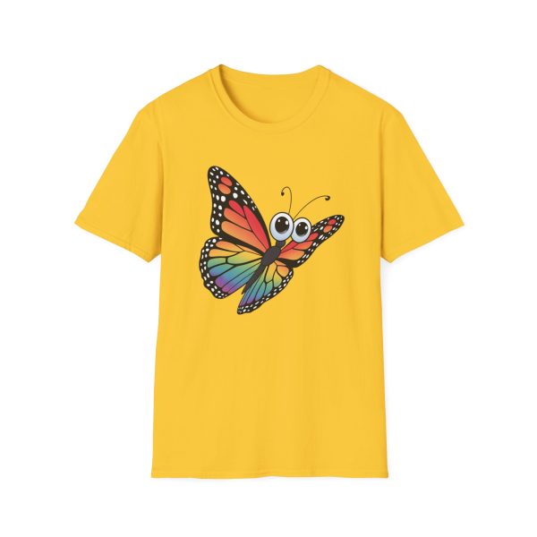 Tshirt Drapeau LGBT papillon coloré avec grands yeux sur fond noir design original et stylé pour sensibilisation à la fierté LGBTQ+ t-shirt - Image 49