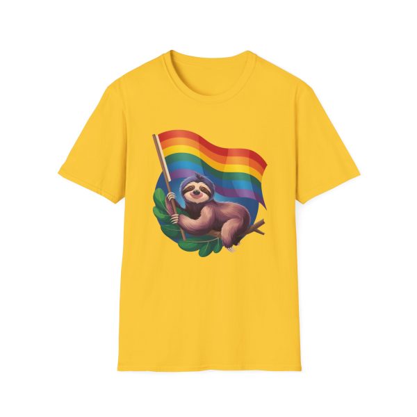 Tshirt Drapeau LGBT paresseux tenant un drapeau arc-en-ciel design amusant et mignon pour sensibilisation et inclusion LGBTQ+ shirt t-shirt - Image 49