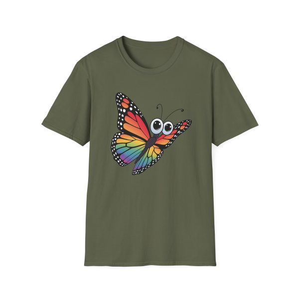 Tshirt Drapeau LGBT papillon coloré avec grands yeux sur fond noir design original et stylé pour sensibilisation à la fierté LGBTQ+ t-shirt - Image 61