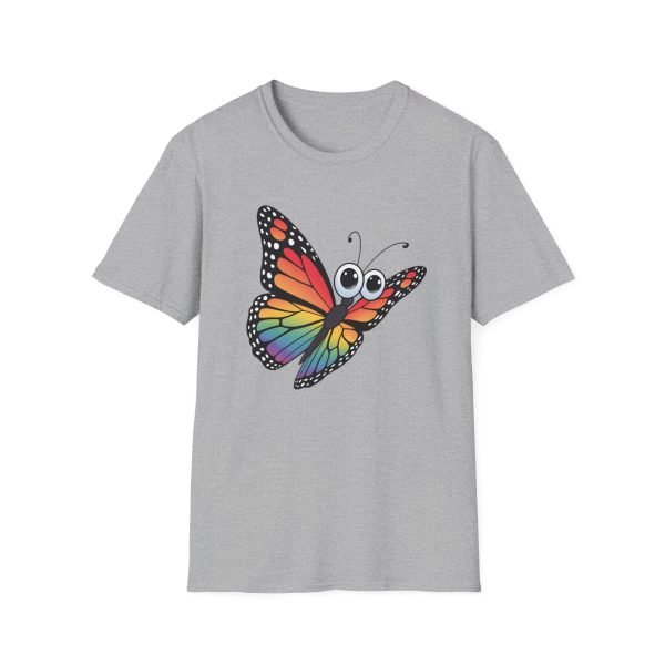 Tshirt Drapeau LGBT papillon coloré avec grands yeux sur fond noir design original et stylé pour sensibilisation à la fierté LGBTQ+ t-shirt - Image 25