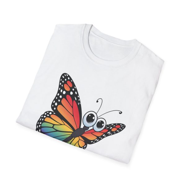 Tshirt Drapeau LGBT papillon coloré avec grands yeux sur fond noir design original et stylé pour sensibilisation à la fierté LGBTQ+ t-shirt - Image 16